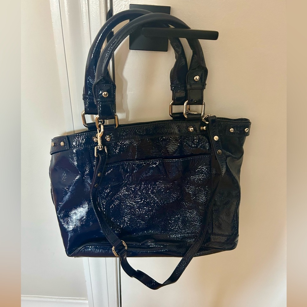 Club Monaco Patent Leather Tote Handbag - Blue